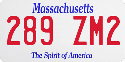 MA license plate 289ZM2