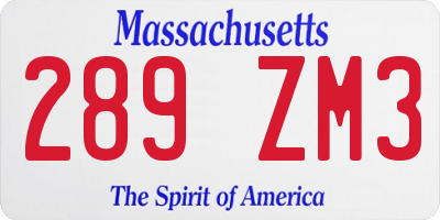 MA license plate 289ZM3