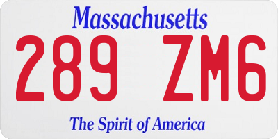 MA license plate 289ZM6