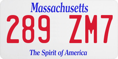 MA license plate 289ZM7