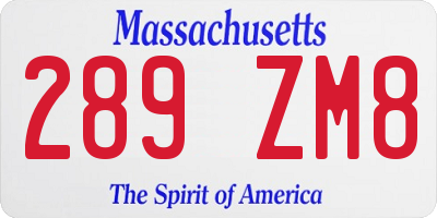 MA license plate 289ZM8