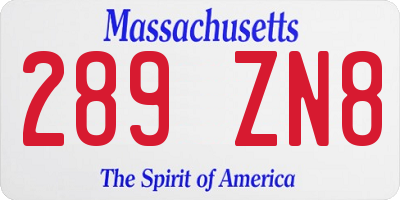MA license plate 289ZN8