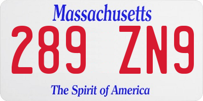 MA license plate 289ZN9