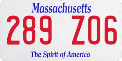 MA license plate 289ZO6