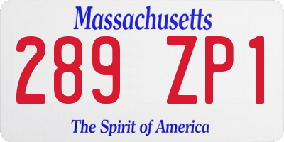 MA license plate 289ZP1