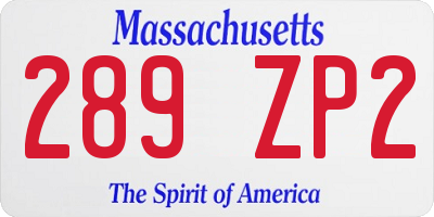 MA license plate 289ZP2