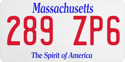 MA license plate 289ZP6