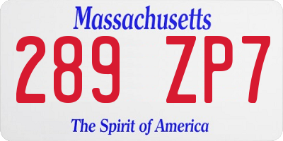 MA license plate 289ZP7