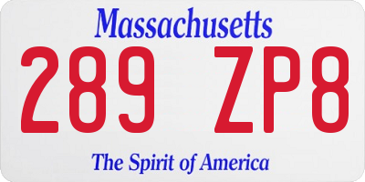 MA license plate 289ZP8