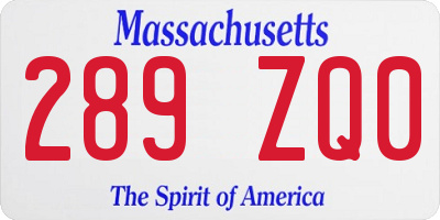 MA license plate 289ZQ0