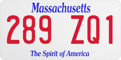 MA license plate 289ZQ1
