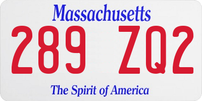 MA license plate 289ZQ2