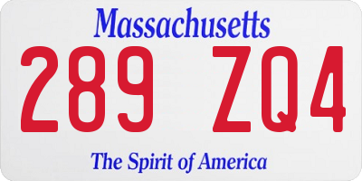 MA license plate 289ZQ4