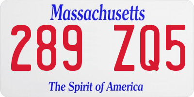 MA license plate 289ZQ5