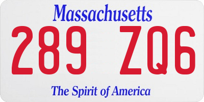 MA license plate 289ZQ6