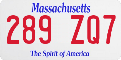 MA license plate 289ZQ7