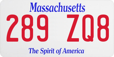 MA license plate 289ZQ8