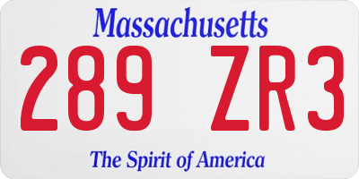 MA license plate 289ZR3