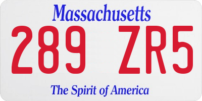 MA license plate 289ZR5