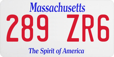 MA license plate 289ZR6