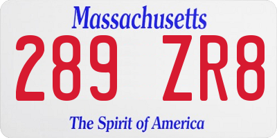 MA license plate 289ZR8