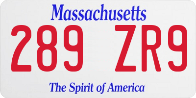 MA license plate 289ZR9