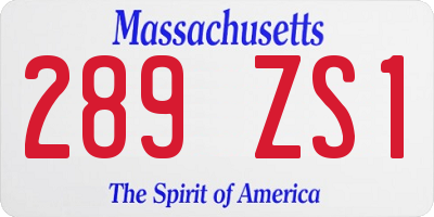 MA license plate 289ZS1