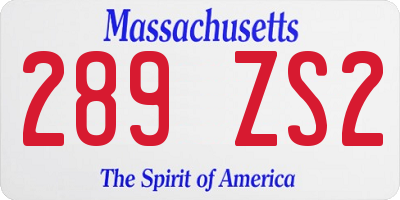 MA license plate 289ZS2