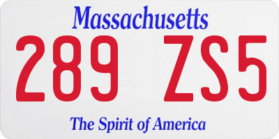 MA license plate 289ZS5
