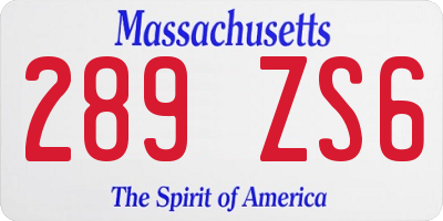 MA license plate 289ZS6
