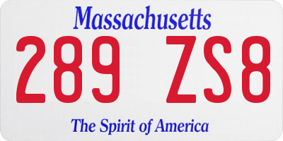 MA license plate 289ZS8