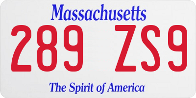 MA license plate 289ZS9