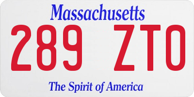 MA license plate 289ZT0