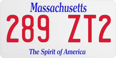 MA license plate 289ZT2
