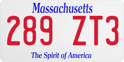 MA license plate 289ZT3