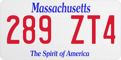 MA license plate 289ZT4