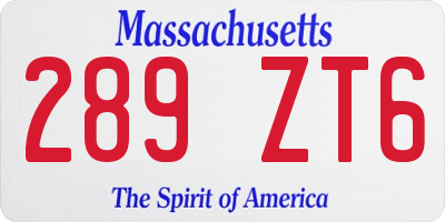 MA license plate 289ZT6