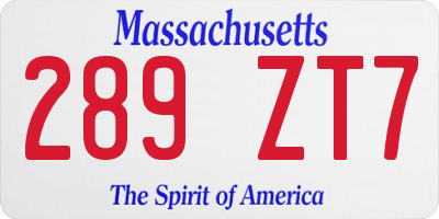 MA license plate 289ZT7