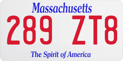 MA license plate 289ZT8
