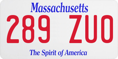 MA license plate 289ZU0