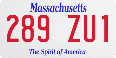 MA license plate 289ZU1