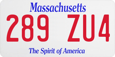 MA license plate 289ZU4
