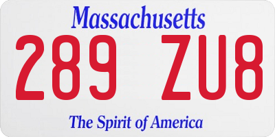 MA license plate 289ZU8
