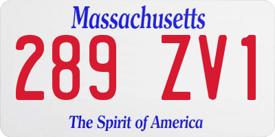 MA license plate 289ZV1
