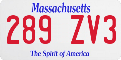 MA license plate 289ZV3