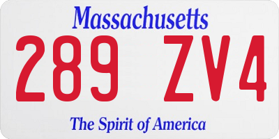 MA license plate 289ZV4