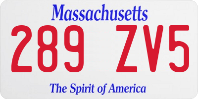 MA license plate 289ZV5
