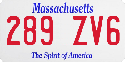 MA license plate 289ZV6