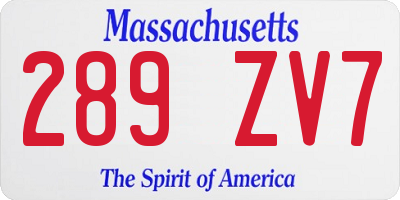 MA license plate 289ZV7
