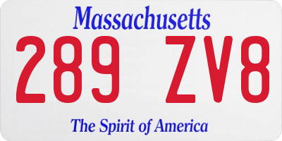 MA license plate 289ZV8